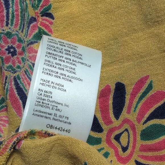 Free People Top Womens Large Yellow Molly Tunic Sleeveless Floral Boho - Picture 7 of 9